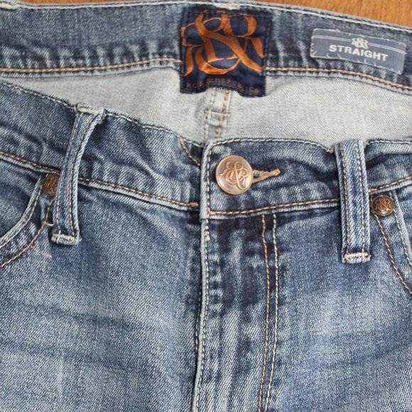 Rock & Republic Blue Wash Distressed Neil Straight Jeans 36/29 - Picture 6 of 7